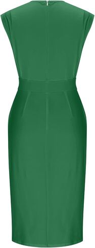 Women's Formal Dresses Fashion Dressy Business Casual Work Cap Sleeve Crewneck Side Slit Maxi Dress with Pockets in Kuwait