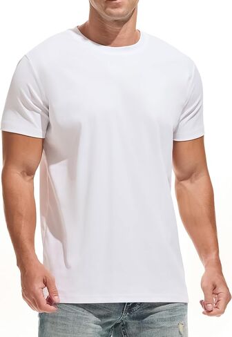Men's Heavyweight T-Shirts 220GSM,Cotton t Shirt Plain Crew Neck Short Sleeve Tees for Gym Workout & Casual Wear in Saudi Arabia