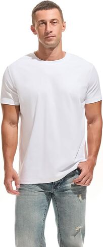 Men's Heavyweight T-Shirts 220GSM,Cotton t Shirt Plain Crew Neck Short Sleeve Tees for Gym Workout & Casual Wear in Saudi Arabia