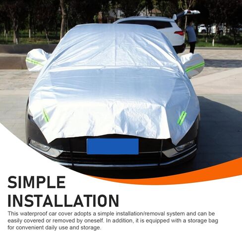 Car Half Cover, Oxford Summer Rainproof Sunshade Cover, All-season Thickened Car Roof Protector, Universal for Sedans (Silver) in Kuwait