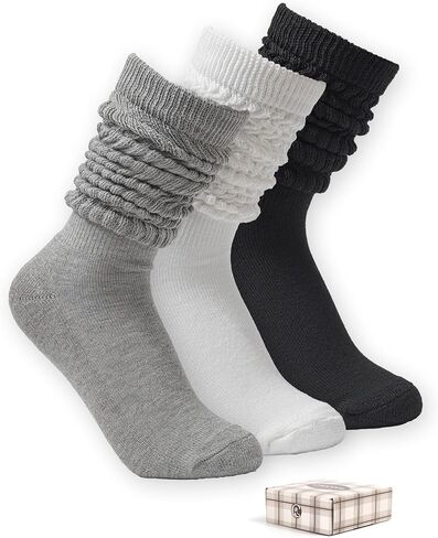 Slouch Socks for Women Knee High Scrunch Long Stacked Boot Socks, 3 Pairs (Size 5-10) in Saudi Arabia