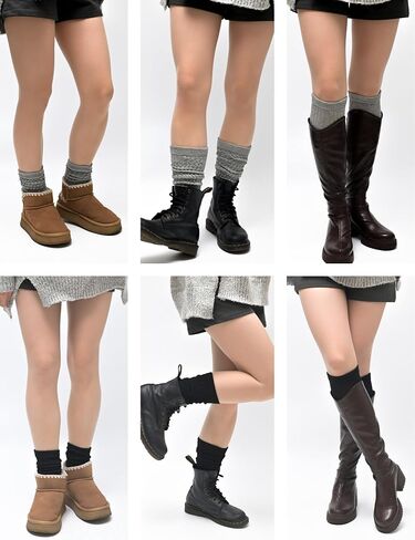 Slouch Socks for Women Knee High Scrunch Long Stacked Boot Socks, 3 Pairs (Size 5-10) in Saudi Arabia
