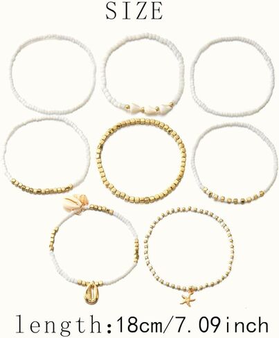 Waeceip Beach Ankle Bracelets For Women Summer Boho Anklets For Women Seashell Beaded Anklets Summer Jewelry Beach Vacation Accessories in Kuwait