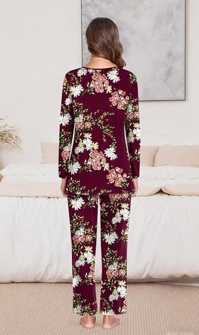 TAOHUADAO Women's Fall Pajamas Set with Pockets Soft Pants with Long Sleeve Top Ladies Sleepwear in Kuwait