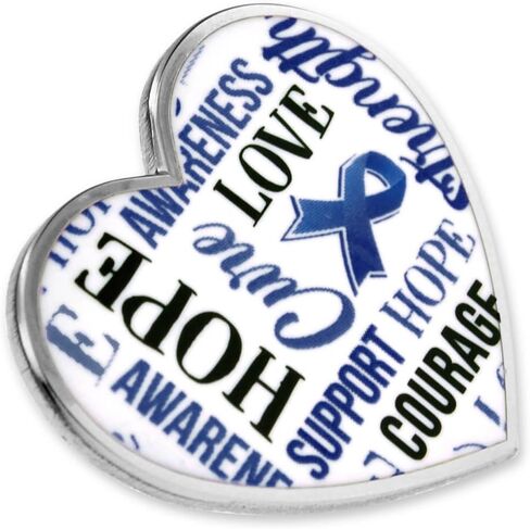 PinMart Blue Awareness Heart Enamel Silver Lapel Pin in Saudi Arabia