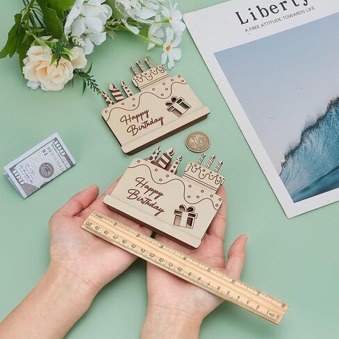 FINGERINSPIRE 2 قطعة هدية نقود خشبية، هدايا عيد ميلاد سعيد، هدايا نقود خشبية من اللوز، حامل نقود، فكرة هدية أصلية، فكرة هدية نقود خشبية أصلية لتهنئة الذكرى السنوية لعيد الميلاد in Kuwait