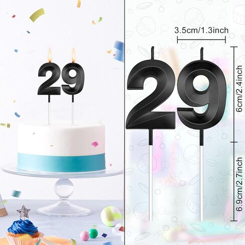 29 شمعة للكيك، 29 شمعة عيد ميلاد، أسود، 92 شمعة، زينة عيد ميلاد سعيد 29 للنساء، 29 زينة عيد ميلاد للرجال، غلاف كعكة عيد ميلاد سعيد 29 in Kuwait