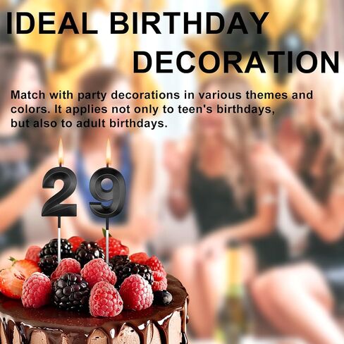 29 شمعة للكيك، 29 شمعة عيد ميلاد، أسود، 92 شمعة، زينة عيد ميلاد سعيد 29 للنساء، 29 زينة عيد ميلاد للرجال، غلاف كعكة عيد ميلاد سعيد 29 in Kuwait