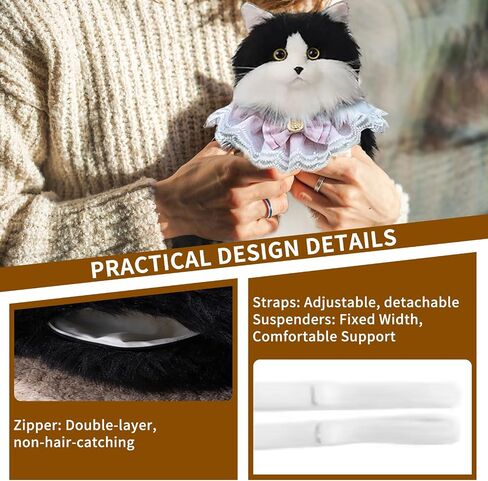 Cat Shaped Backpack - Handcrafted Stuffed Animals Bag, Cat Plush Bag with Adjustable Shoulder, Crossbody, Backpack Straps (Black) in Saudi Arabia