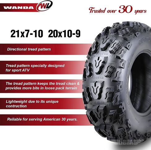 WANDA 4 Sport ATV tires 21x7-10 21x7x10 Front & 20x10-9 20x10x9 Rear Deep Tread in Saudi Arabia