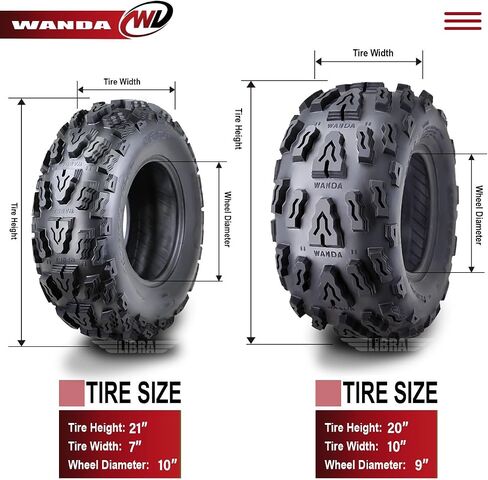WANDA 4 Sport ATV tires 21x7-10 21x7x10 Front & 20x10-9 20x10x9 Rear Deep Tread in Saudi Arabia