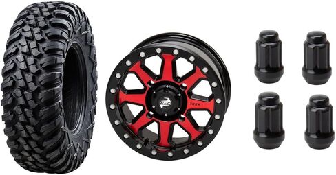 Tusk Single Spare 32x10-15 Tusk TERRABITE إطار UTV عالي التحمل 8 طبقات على عجلة UINTA Beadlock - متوافق مع نمط مسمار Polaris UTVs 4/156 يتضمن 4 صواميل العروة (4+3 إزاحة العجلات، حلوى) in Saudi Arabia