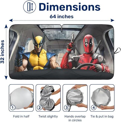 Funny Couple Movie Windshield Sun Shade for Car SUV Truck (64x32 Inches), Automobile Sunshade, Protector Blocks UV, Car Accessories in Kuwait