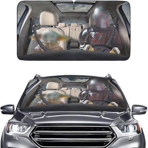 Funny Couple Movie Windshield Sun Shade for Car SUV Truck (64x32 Inches), Automobile Sunshade, Protector Blocks UV, Car Accessories in Kuwait