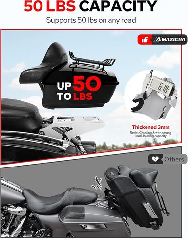 مجموعة جولات قابلة للفصل من Amazicha، حامل أمتعة أكثر سمكًا، متوافق مع Harley Davidson Touring Street Glide/Electra Glide/Road Glide/Road King 2014-في وقت لاحق، كروم in Kuwait