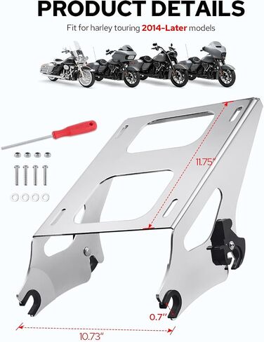 مجموعة جولات قابلة للفصل من Amazicha، حامل أمتعة أكثر سمكًا، متوافق مع Harley Davidson Touring Street Glide/Electra Glide/Road Glide/Road King 2014-في وقت لاحق، كروم in Kuwait