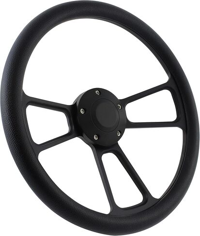 5-bolt Black Steering Wheel 14 Inch Aluminum with Black Vinyl Wrap and Horn in Saudi Arabia