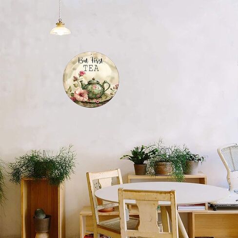 Chicken And Flower Metal Sign Vintage Tin Sign Round Sign Aluminum Sign for Farmhouse Kitchen Outdoor Outside Home Backyard Wall Decor 8 Inch in Saudi Arabia