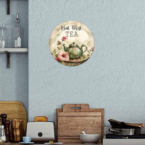 Chicken And Flower Metal Sign Vintage Tin Sign Round Sign Aluminum Sign for Farmhouse Kitchen Outdoor Outside Home Backyard Wall Decor 8 Inch in Saudi Arabia