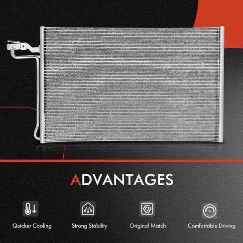 A-Premium Air Conditioning A/C Condenser Compatible with Volvo C30 2008, C70 2006-2008, S40 2004-2008, V50 2005-2008, 1.9L 2.4L 2.5L, Replace# 30647931 in Saudi Arabia
