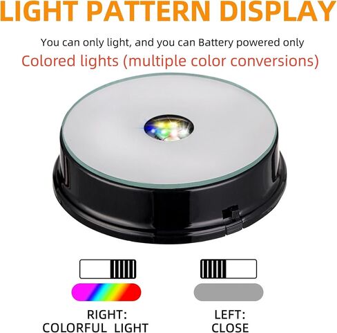 حامل عرض بقاعدة إضاءة LED من EUSTUMA، حامل مضيء متغير اللون LED صغير لفن الكريستال الزجاجي ثلاثي الأبعاد، ديكور حفلات العطلات. (أ-أسود-متعدد الألوان-1 قطعة، متعدد الألوان) in Kuwait