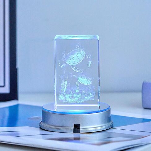 حامل عرض بقاعدة إضاءة LED من EUSTUMA، حامل مضيء متغير اللون LED صغير لفن الكريستال الزجاجي ثلاثي الأبعاد، ديكور حفلات العطلات. (أ-أسود-متعدد الألوان-1 قطعة، متعدد الألوان) in Kuwait