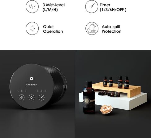 Waterless Diffuser Essential Oil 100ml Capacity Scent Air Machine for Home Aromatherapy Premium Metal Nebulizer Battery Operated 3 Mist Settings Timers Color Light AN5(Desert Titanium) in Saudi Arabia