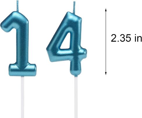 2.35 بوصة الذهب 14 و 41 شموع عيد ميلاد ، 3D الماس رقم 14 و 41 الكعكة Topper للأولاد Girl in Saudi Arabia