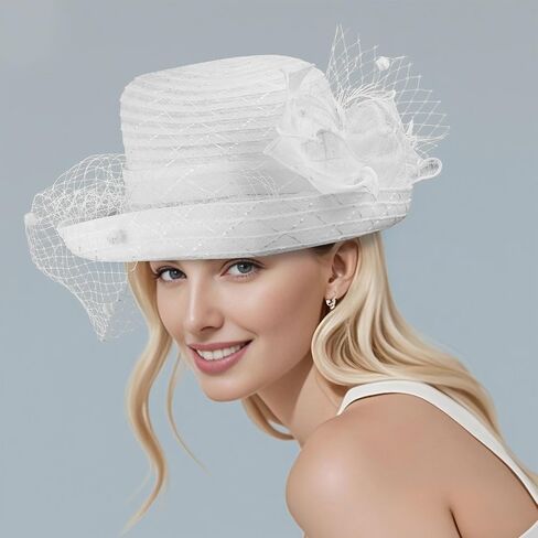 Fascinators Hat for Women, Organza Tea Party Headband Wedding Hat Headband Hairpin Fascinator Headpiece in Kuwait