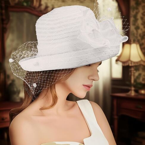 Fascinators Hat for Women, Organza Tea Party Headband Wedding Hat Headband Hairpin Fascinator Headpiece in Kuwait