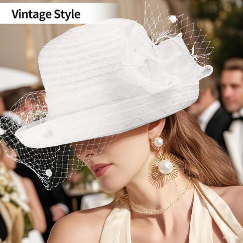 Fascinators Hat for Women, Organza Tea Party Headband Wedding Hat Headband Hairpin Fascinator Headpiece in Kuwait