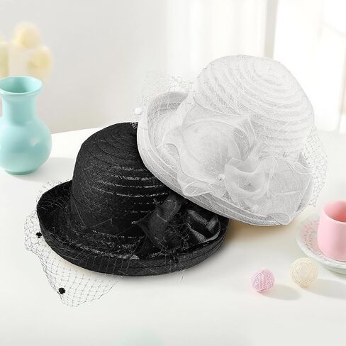 Fascinators Hat for Women, Organza Tea Party Headband Wedding Hat Headband Hairpin Fascinator Headpiece in Kuwait