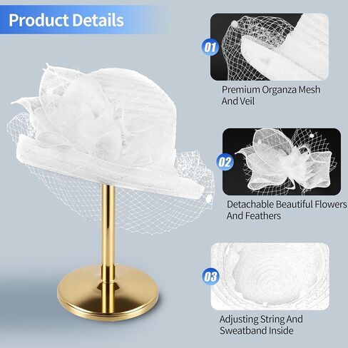 Fascinators Hat for Women, Organza Tea Party Headband Wedding Hat Headband Hairpin Fascinator Headpiece in Kuwait