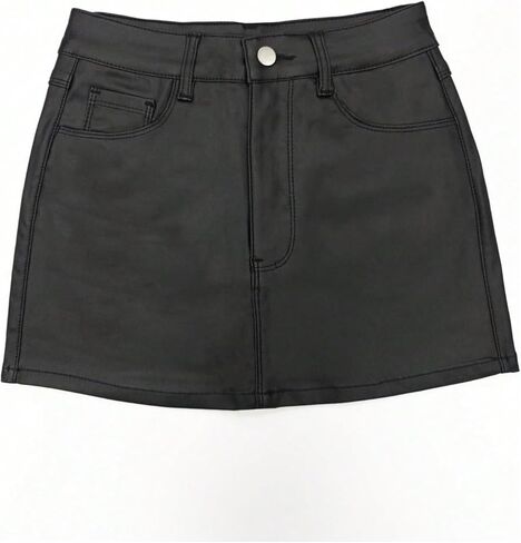 تنورة SweatyRocks النسائية من الجلد الصناعي بسحاب، تنورة قصيرة للحفلات والنوادي مع جيوب in Kuwait