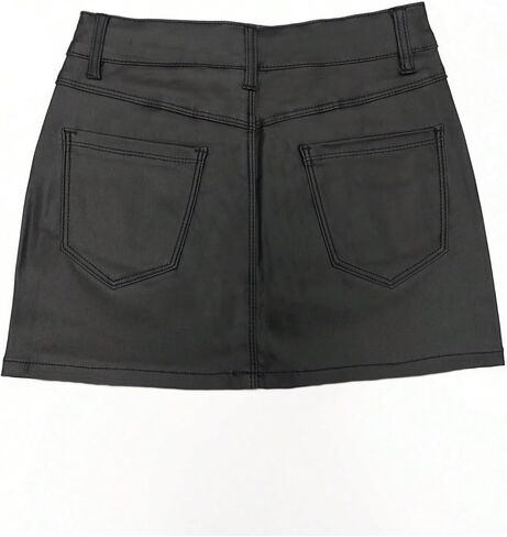 تنورة SweatyRocks النسائية من الجلد الصناعي بسحاب، تنورة قصيرة للحفلات والنوادي مع جيوب in Kuwait