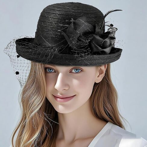 Fascinators Hat for Women, Organza Tea Party Headband Wedding Hat Headband Hairpin Fascinator Headpiece in Kuwait