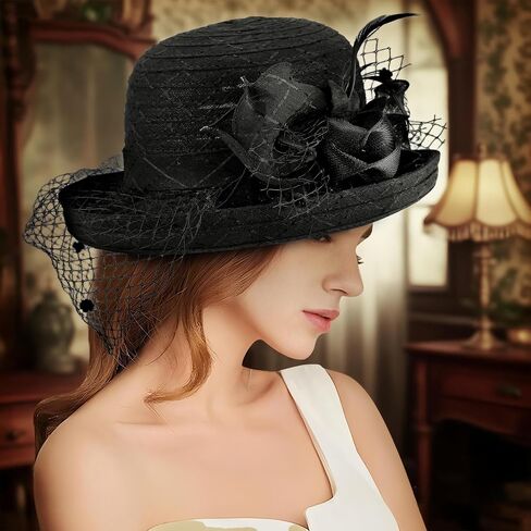 Fascinators Hat for Women, Organza Tea Party Headband Wedding Hat Headband Hairpin Fascinator Headpiece in Kuwait