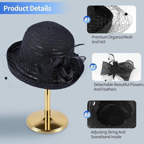 Fascinators Hat for Women, Organza Tea Party Headband Wedding Hat Headband Hairpin Fascinator Headpiece in Kuwait