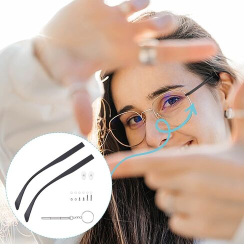 طقم إصلاح ذراع النظارات المكون من زوجين من PLIGREAT، هيكل بديل لذراع ساق النظارات مع براغي، مفك براغي 3 في 1، غسالات ومنصات أنف، ملحقات إصلاح عالمية يمكنك صنعها بنفسك للنظارات، أسود in Saudi Arabia