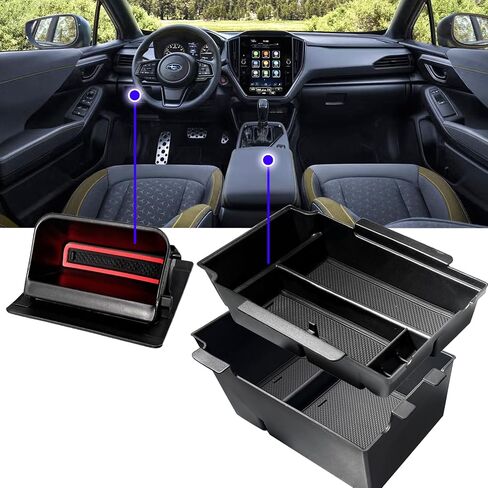 2024 2025 Crosstrek Center Console Organizer Tray for 2024 2025 Subaru Crosstrek 2024 Impreza Center Armrest Storage Box for Crosstrek 2024 Accessories Imprez Storage Box Double Layer in Saudi Arabia