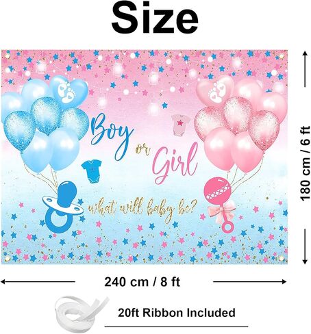Avezano Gender Reveal Backdrop Boy or Girl Sign Banner Blue and Pink Stars Dots Balloon Theme Baby Gender Reveal Party Decorations Gender Reveal Party Supplies 70.8 x 43.3 Inch in Saudi Arabia