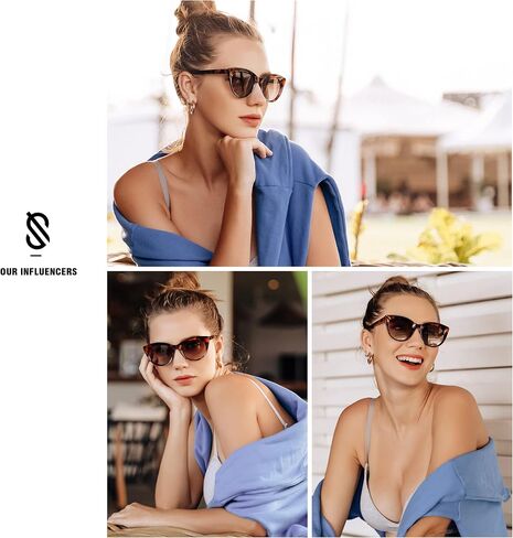 نظارات شمسية مستقطبة عصرية من SOJOS للنساء، نظارات شمسية نسائية بتصميم عين القطة طراز SJ2221 in Saudi Arabia