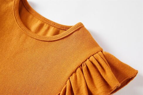 Girls Long Sleeve T-Shirt Cotton Rib-Knit Tees Toddler Stretch Basic Warm Round Neck Tops in Kuwait