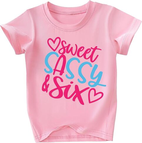 Girls 6th Birthday Shirts for Kid Girls 6 Years Old Birthday Outfit Pink in Saudi Arabia