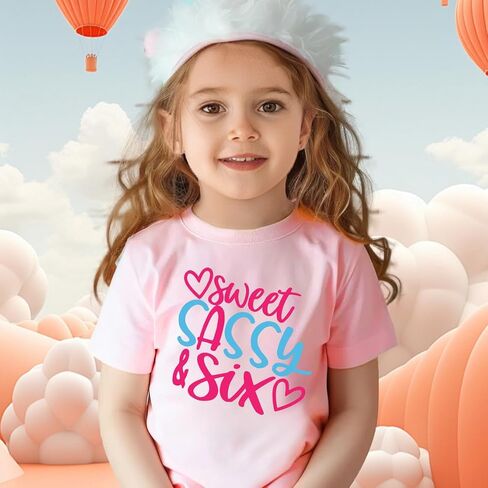 Girls 6th Birthday Shirts for Kid Girls 6 Years Old Birthday Outfit Pink in Saudi Arabia
