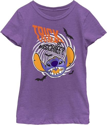 Disney Lilo & Stitch Trick Or Mischief Halloween Girls Heather T-Shirt in Saudi Arabia