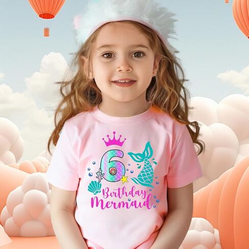 Girls 6th Birthday Shirts for Kid Girls 6 Years Old Birthday Outfit Pink in Saudi Arabia