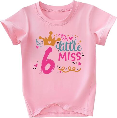 Girls 6th Birthday Shirts for Kid Girls 6 Years Old Birthday Outfit Pink in Saudi Arabia