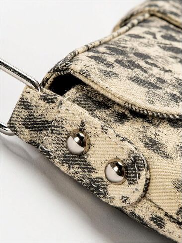 QWINEE Women's Y2K Leopard Print Shoulder Bag Denim Handbags Retro Cheetah Purses Top Handle Buckle Clutch Underarm Bag in Saudi Arabia