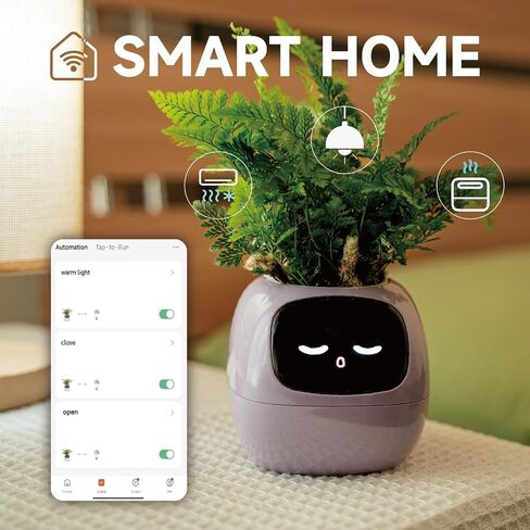 Ivy Smart Flower Pot for Home Decoration Plants Companion Neat Desk Setup Gift Home Pet Planter Robot Guidance on Plant Care with Emojis Pet Friends (Pink) in Saudi Arabia